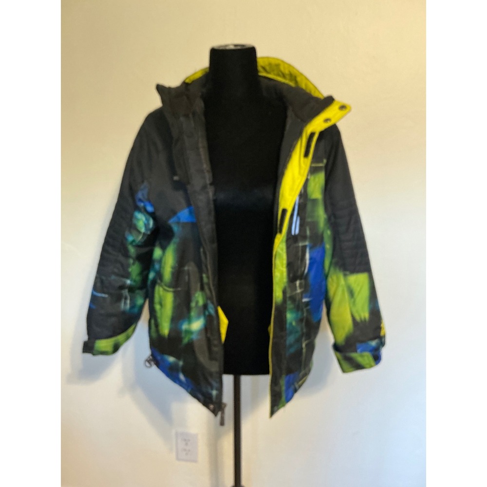 Zero Exposure 12-14 Kids Ski Snowboard Jacket Hooded Black Green Blue Graphic